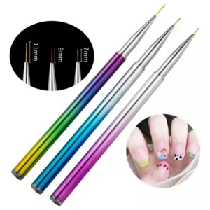 3 Pincel Liner Cuerpo De Aluminio Profesionales