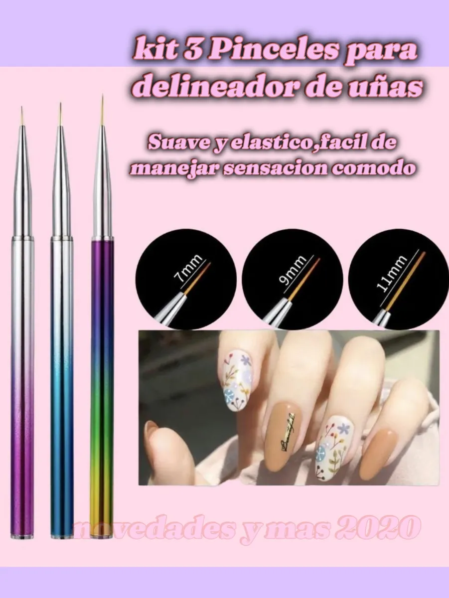 3 Pincel Liner Cuerpo De Aluminio Profesionales - 图片 2