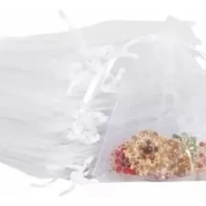 100 Bolsas De Regalo De Organza Con Cordón 7x9cm