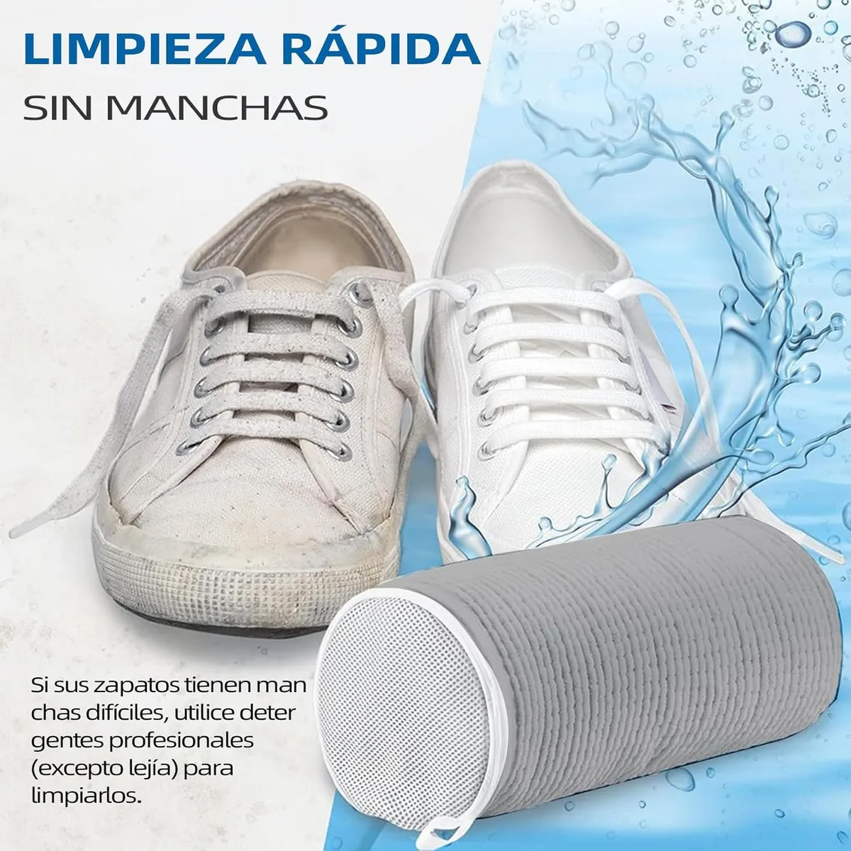 2 Bolsa De Lavado Zapatos,para Lavar Calzado Tennis Lavadora Gris - 图片 6