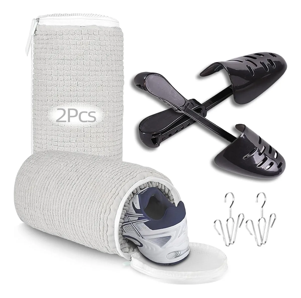 2 Bolsa De Lavado Zapatos,para Lavar Calzado Tennis Lavadora Gris