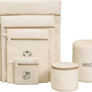 Set De 7 Blanco Malla Bolsa Para Lavar Ropa Lavadora